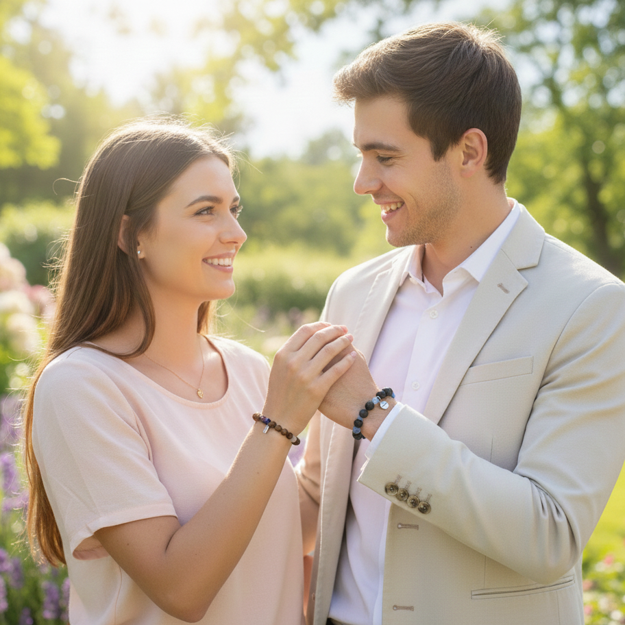 Bracciale in cianite blu del Brasile e lava