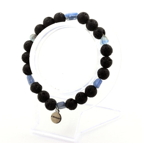 Bracciale in cianite blu del Brasile e lava